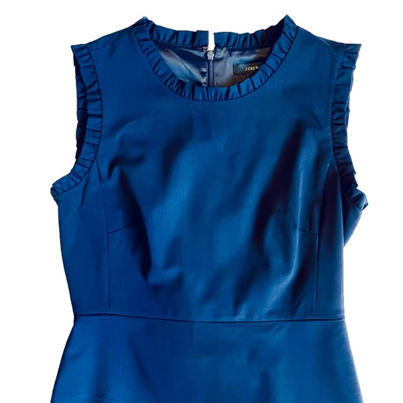 SOLD ❌ J. Crew Women’s Navy Blue Ruffle Trim Stretch Sleeveless Shift Dress 8 - Picture 4 of 12